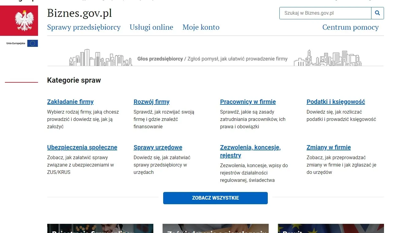 Sukces rządowego portalu dla firm