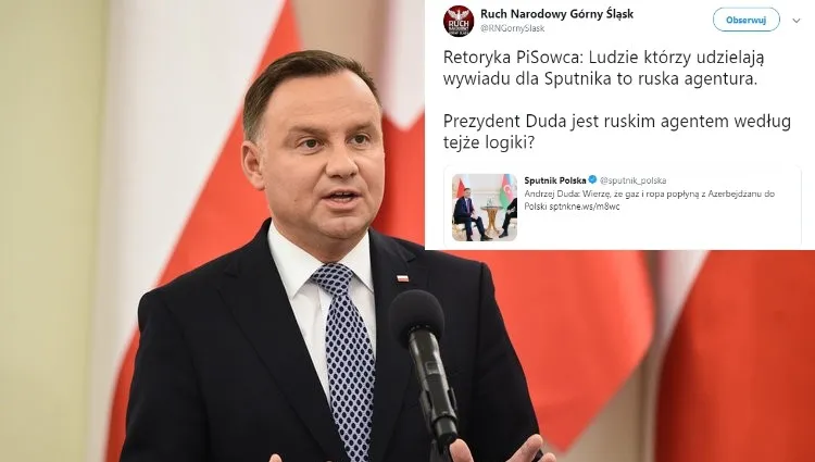 Ruch Narodowy uderza w prezydenta Dudę. I kłamie przy użyciu tekstu z kremlowskiego Sputnika