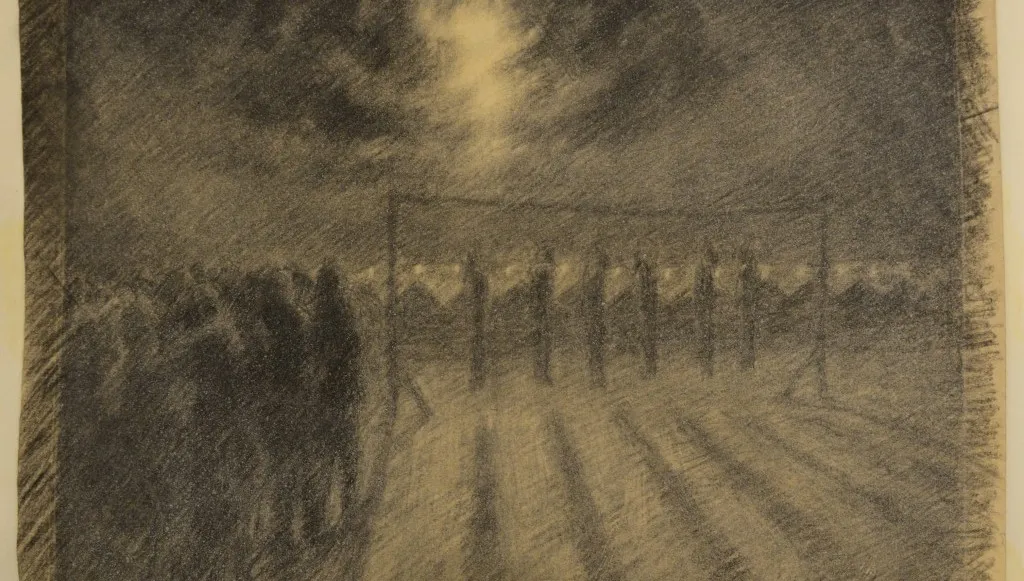 Rysunki byłego więźnia w Muzeum Auschwitz