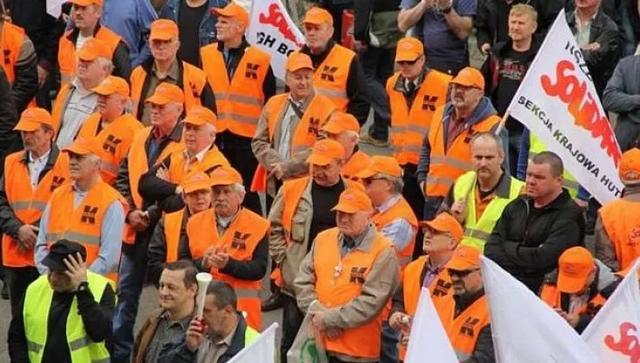 Manifestacja związkowców z ArcelorMittal Poland