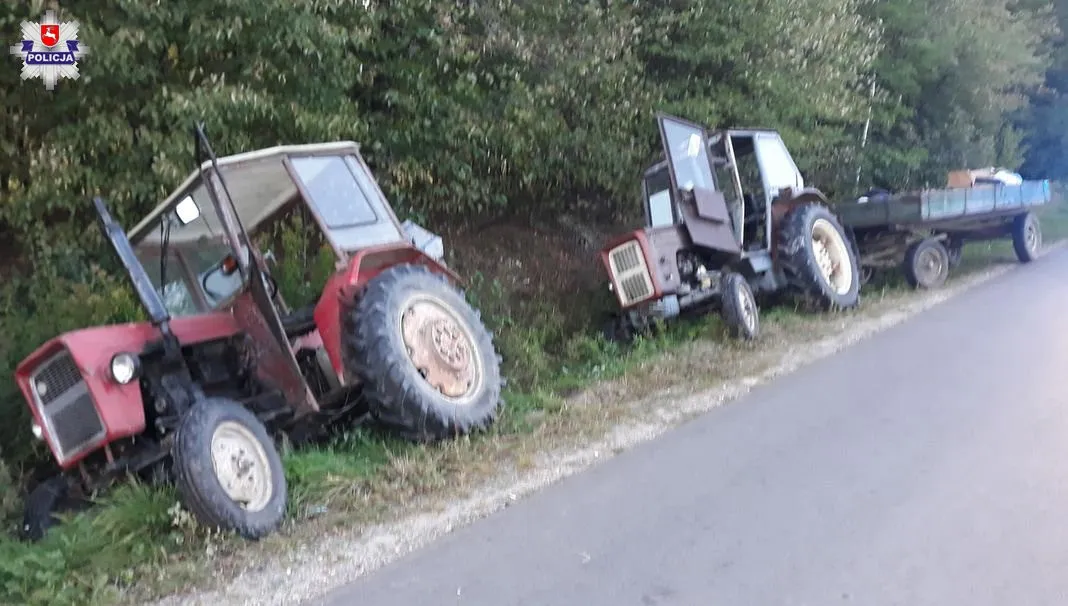 Pijani wyciągali z rowu... traktor! Finał w szpitalu