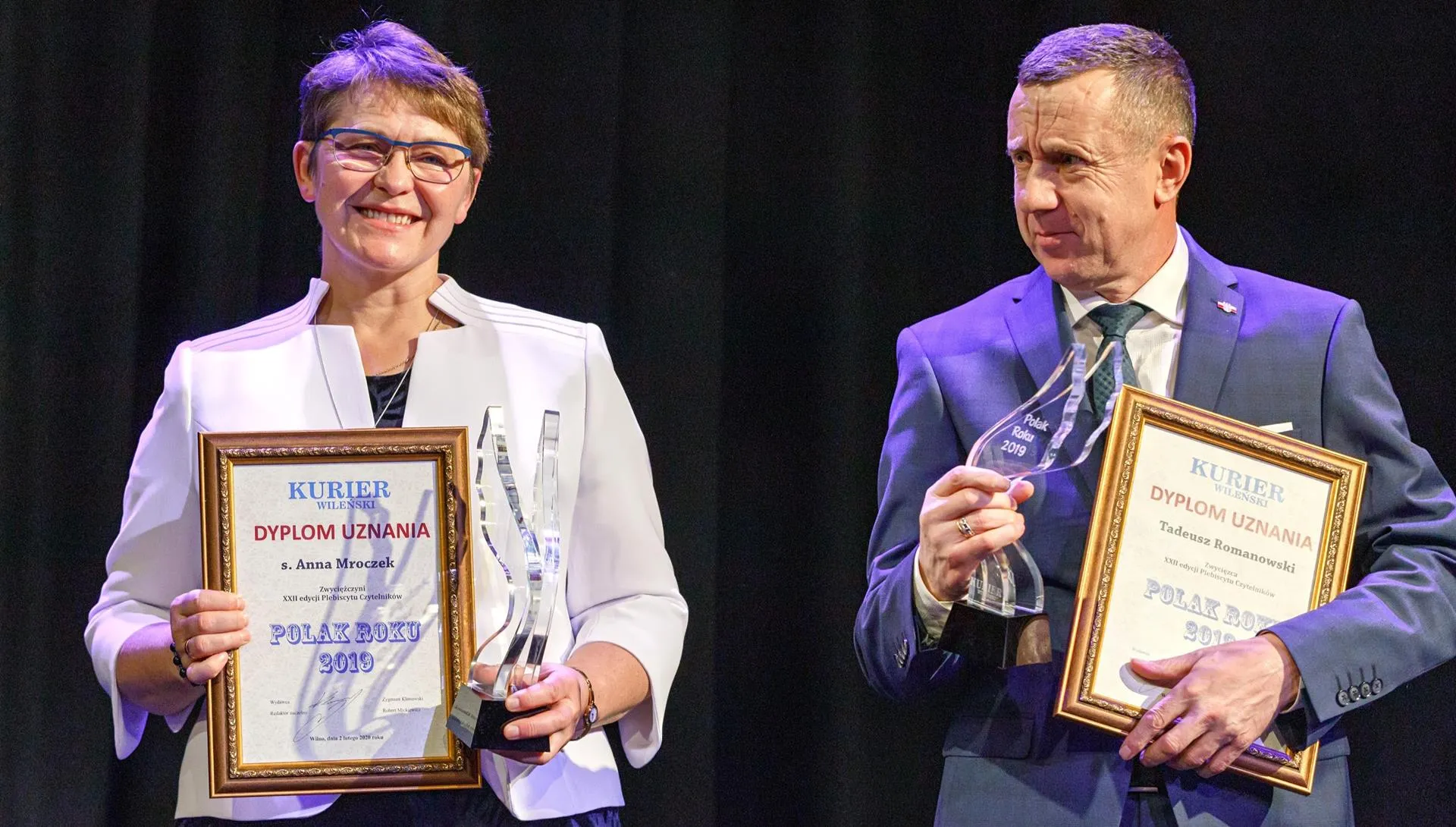 W Wilnie nagrodzono Polaka Roku 2019 . Zwycięzcy otrzymali statuetkę w formie skrzydeł