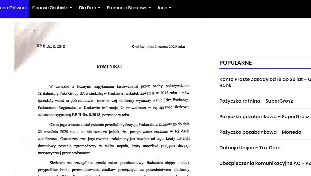 Prokuratura szuka pokrzywdzonych przez kantor