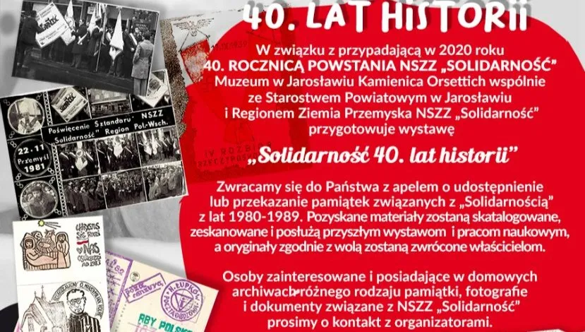 Zbiórka pamiątek na wystawę z okazji 40-lecia „Solidarności”