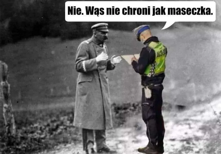 Nie. Wąs nie chroni jak maseczka