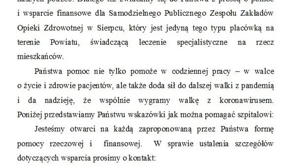 Apel o pomoc dla szpitala w Sierpcu