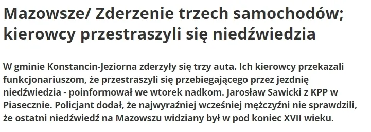 niedźwiedź na Mazowszu?