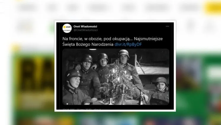 Świąteczny artykuł Onetu ze zdjęciem żołnierzy Wehrmachtu. "To kolejna próba przestawiania granicy"