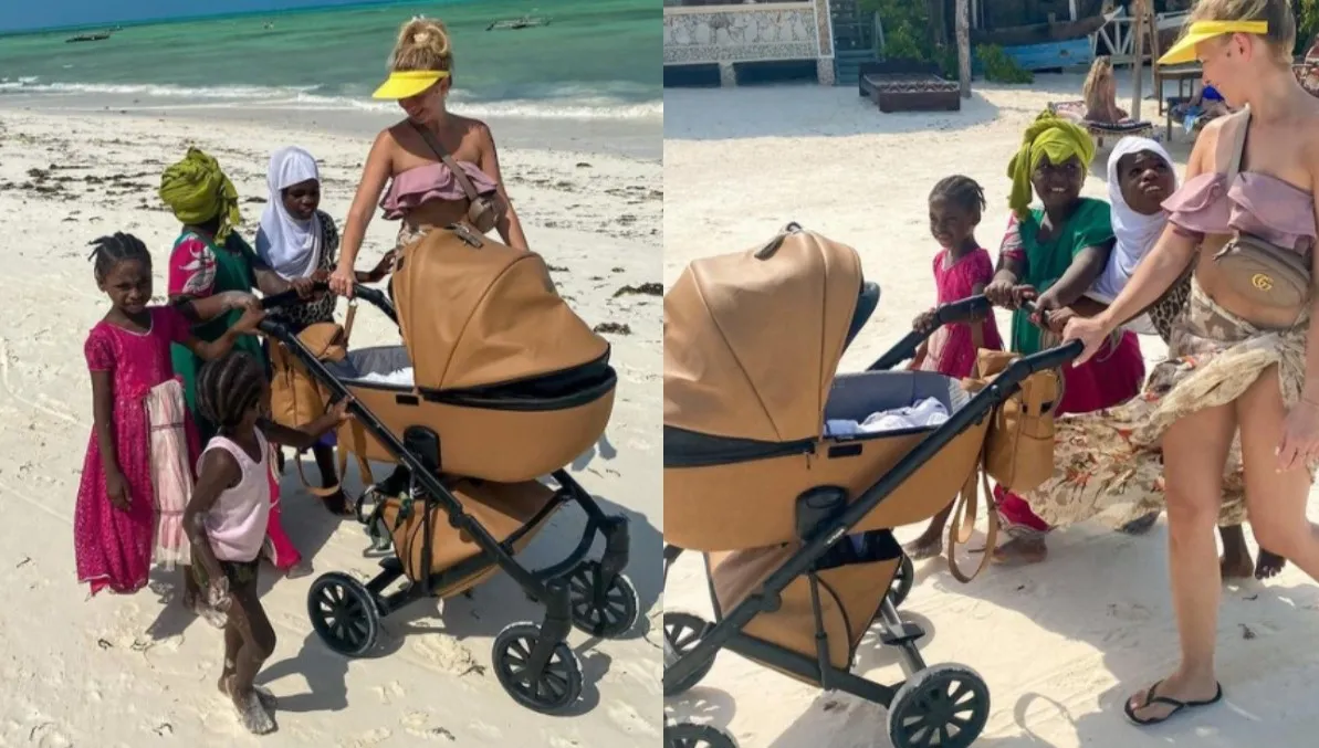 Kurdej-Szatan zabrała synka na Zanzibar. I... zareklamowała wózek: "Henio jeździł tu jak król!"