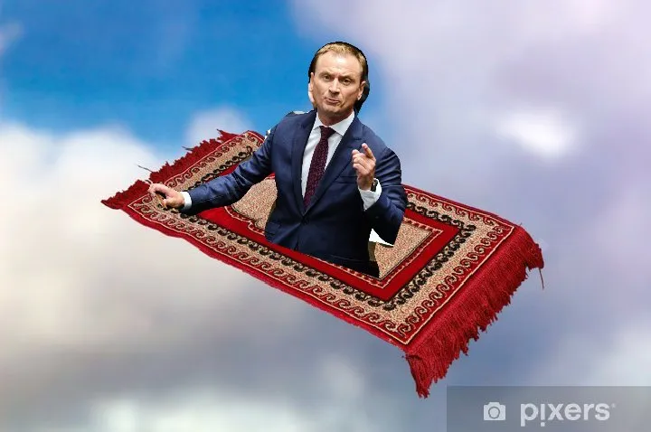 Sławek jako prezydent wracający z urlopu