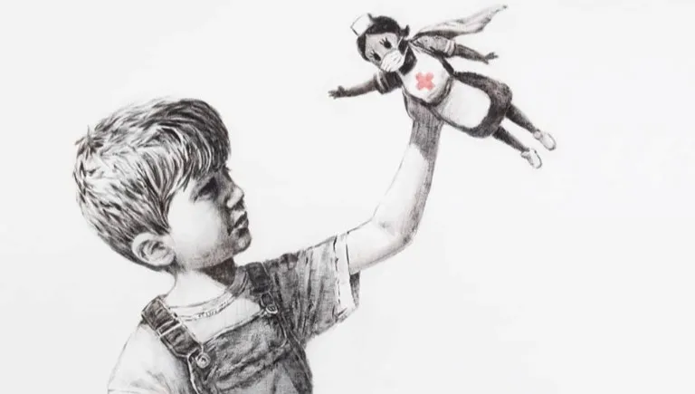 Słynny obraz Banksy'ego idzie pod młotek. Cały dochód - dla medyków