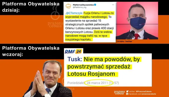 Tusk za sprzedażą Lotosu