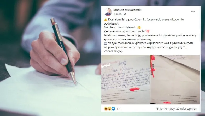 Burmistrz Kleczewa dostał list z pogróżkami. Był napisany na... fakturza za energię