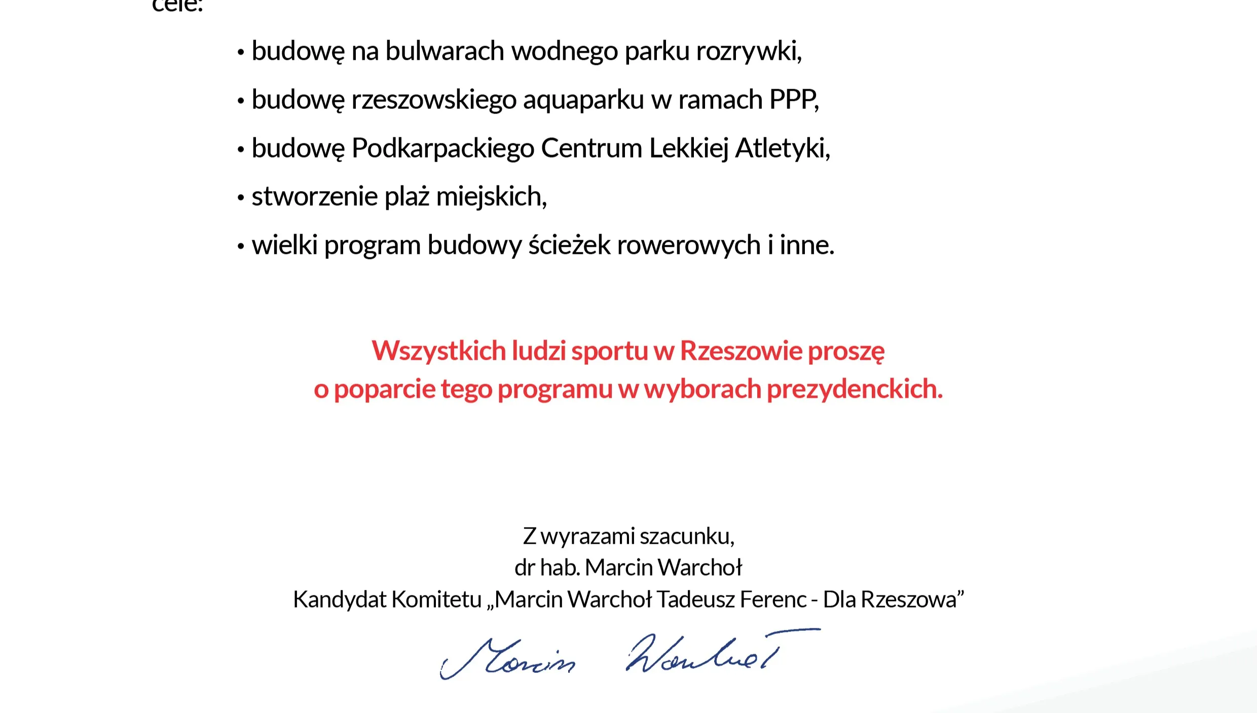 Warchoł: stawiam na sport i rekreację