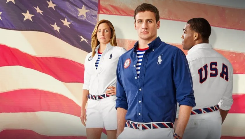 Amerykanów do Tokio na galowo ubiera... Ralph Lauren. Kolorystyka nawiązuje do flagi