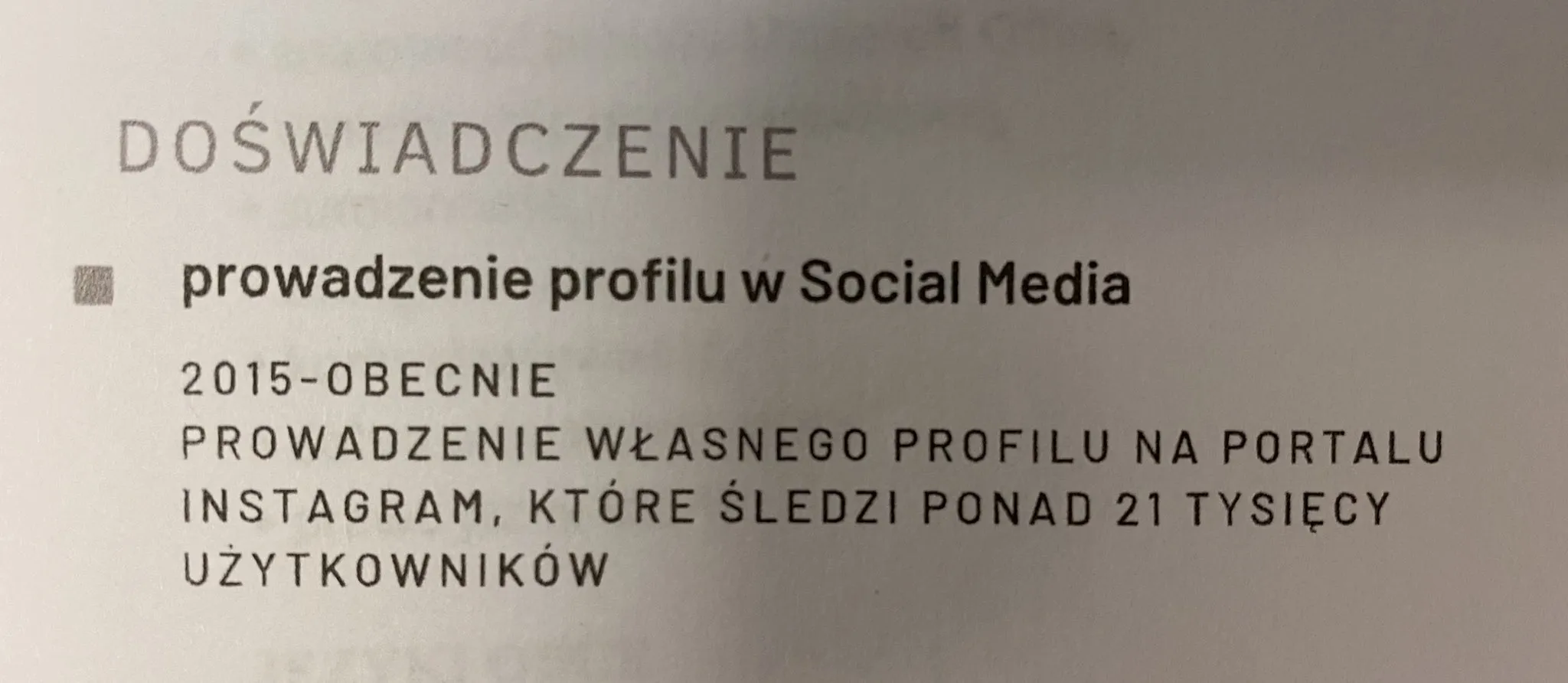 Doświadczenie - XXI w.
