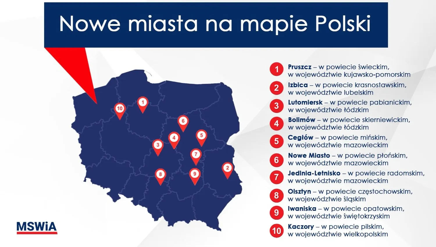 Od 1 stycznia w Polsce będzie 10 miast więcej