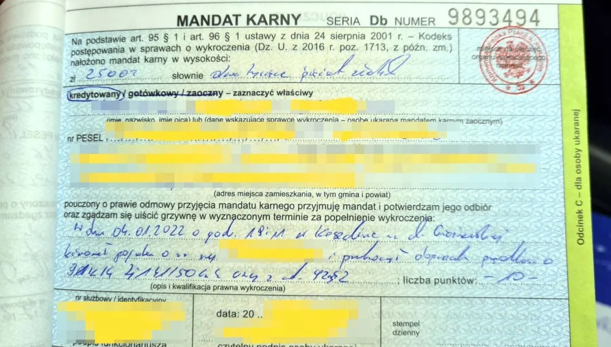 2,5 tys. zł za przekroczenie prędkości o 91 km/h