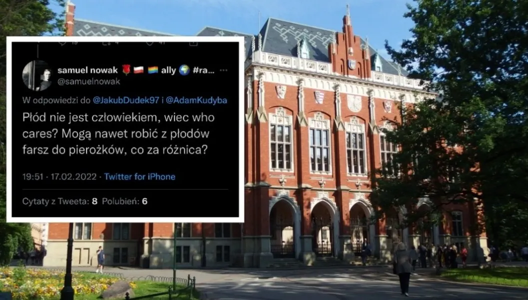 Pisał o „farszu do pierożków” z „płodów”. Uniwersytet Jagielloński podjął zdecydowane kroki