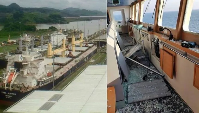 Turecki statek trafiony bombą w pobliżu portu w Odessie. Nikt nie ucierpiał