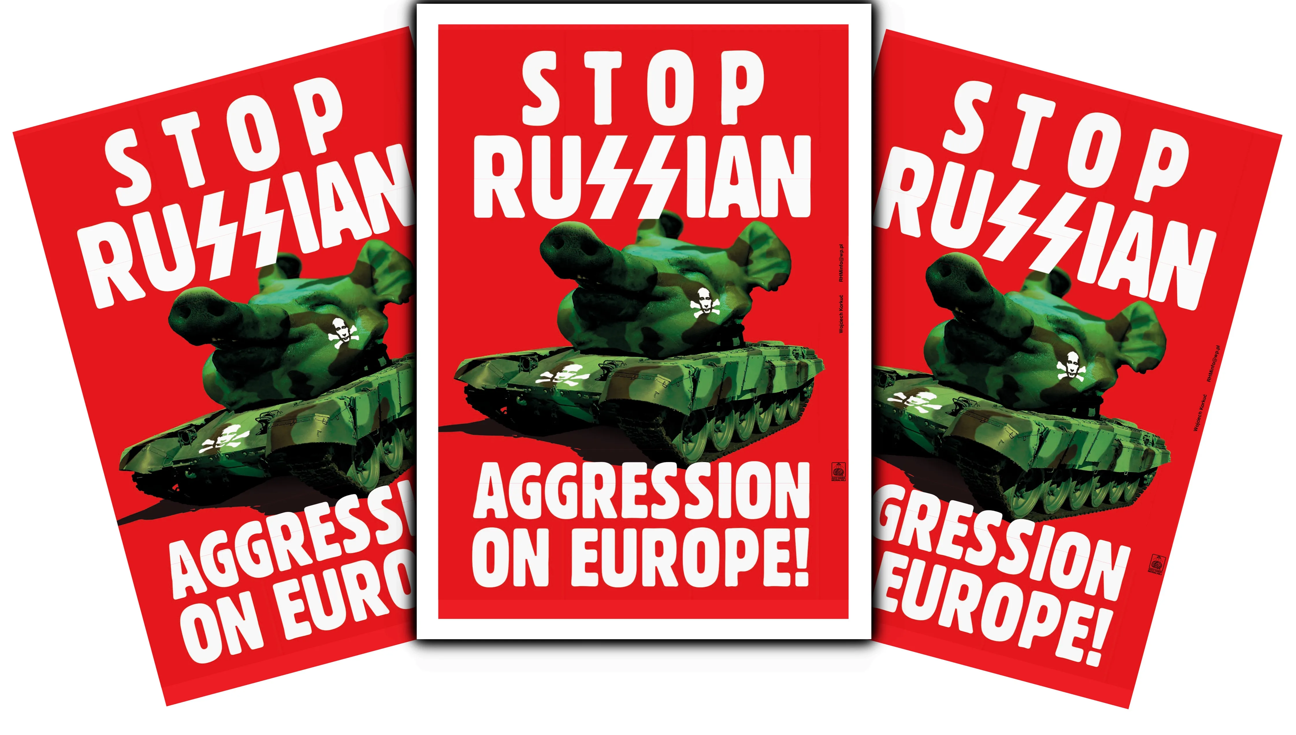 Plakat Stop Russian Agression on Europe w weekendowym wydaniu „Gazety Polskiej Codziennie”