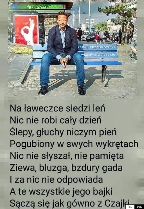 Na ławeczce siedzi leń