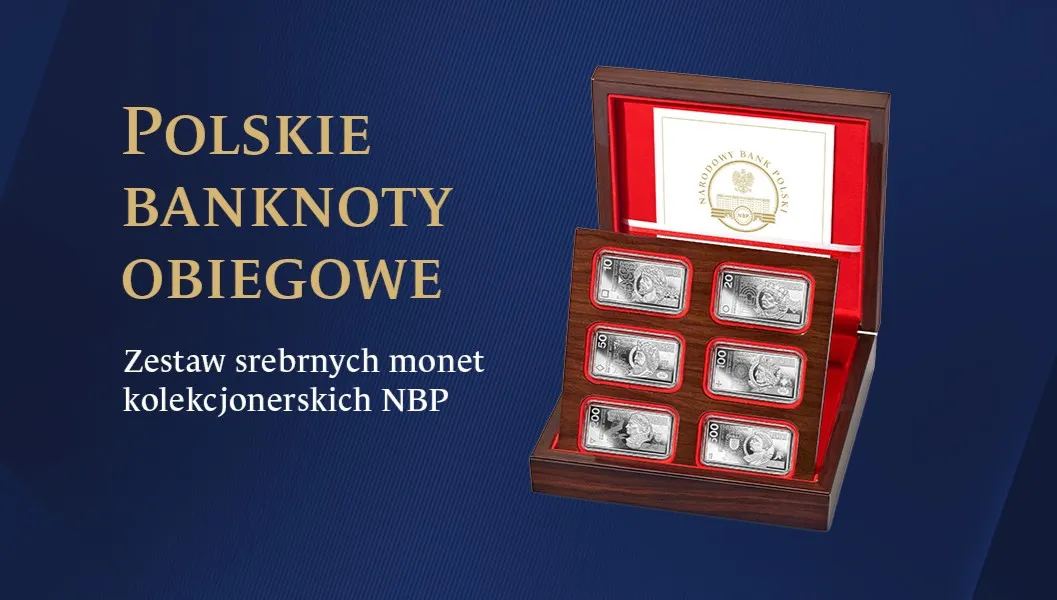 Zestaw srebrnych monet kolekcjonerskich NBP „Polskie banknoty obiegowe”