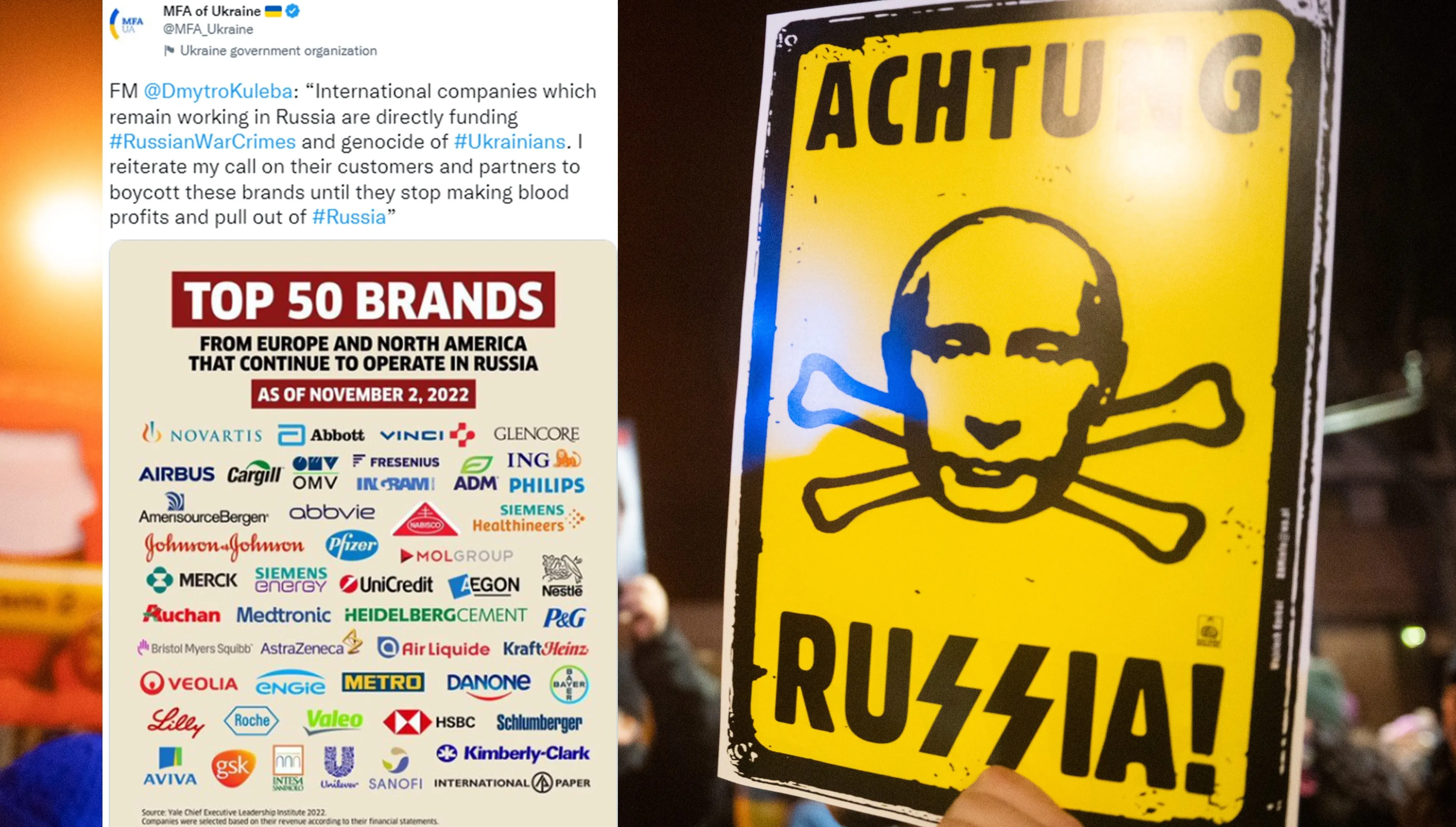Zbrodnie im nie przeszkadzają... Oto "lista hańby": 50 znanych firm w dalszym ciągu działa w Rosji