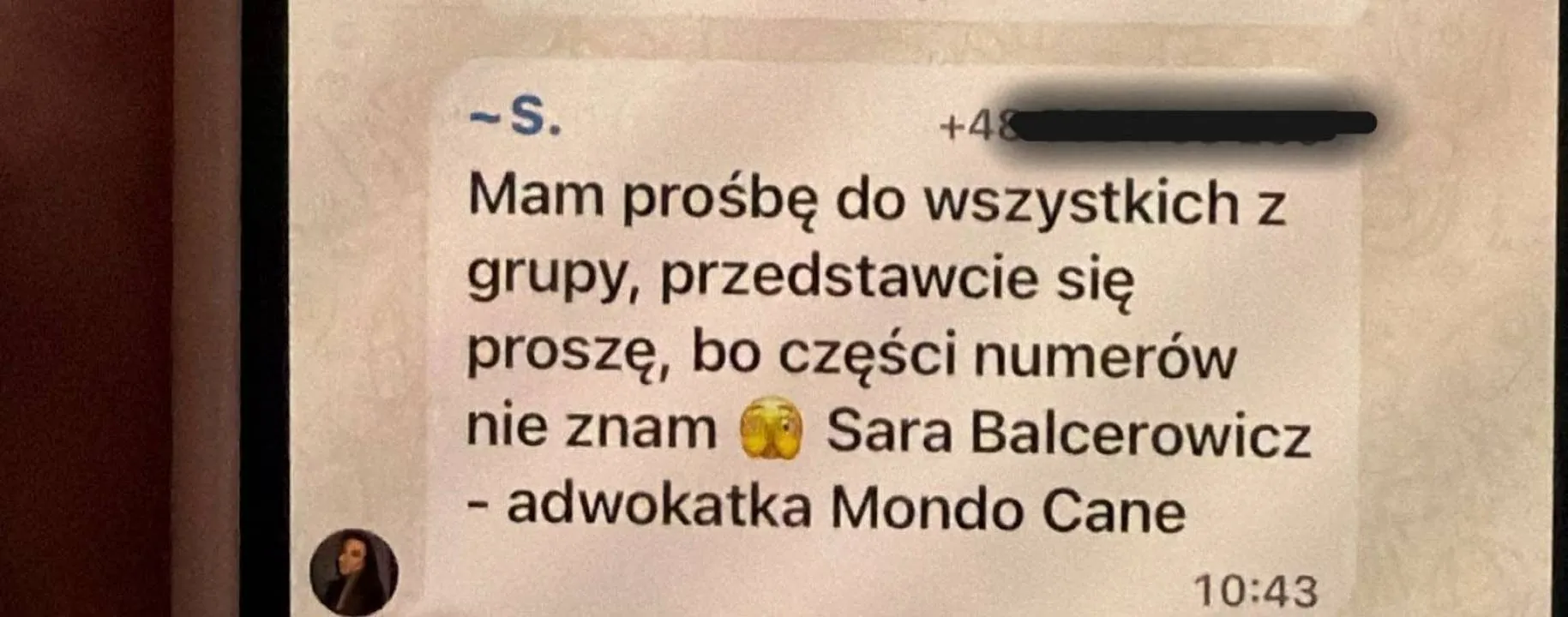 Screen z rozmowy na jednej z grup