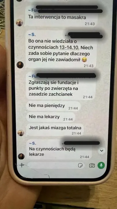 Screen z rozmowy na jednej z grup