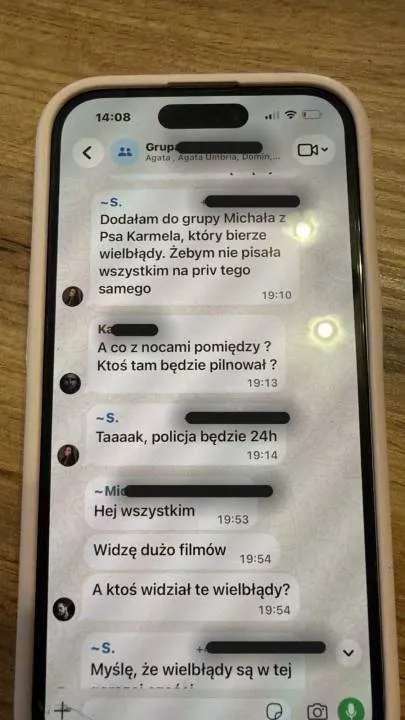 Screen z rozmowy na jednej z grup