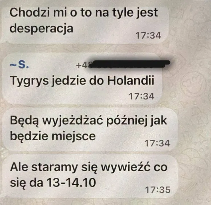 Screen z rozmowy na jednej z grup