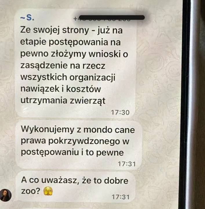 Screen z rozmowy na jednej z grup