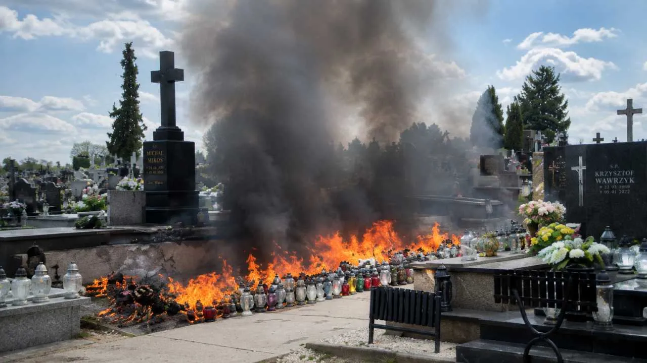 Spłonął grób Łukasza Litewki. Uszkodzone zostały też sąsiednie nagrobki