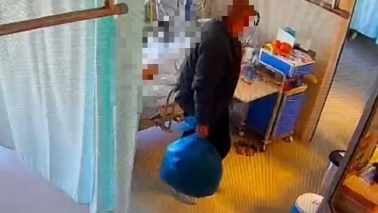 Przyszedł odwiedzić żonę w szpitalu. Kamery nagrały coś jeszcze