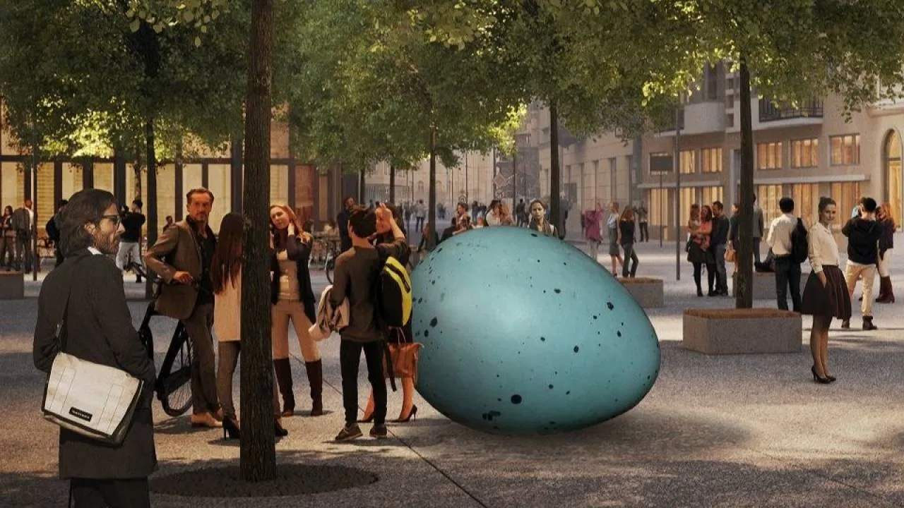 Dwumetrowe jajo za... ćwierć miliona zł. Taka instalacja stanęła w centrum Warszawy