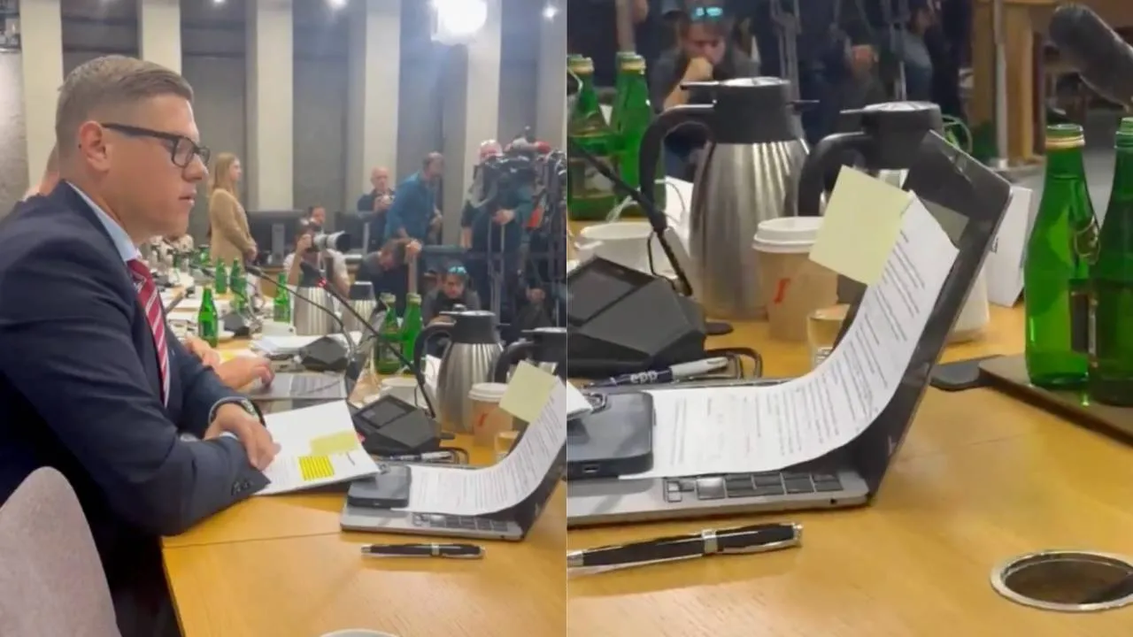 Jaskulski przeczytał lakoniczne oświadczenie z kartki. "Chat GPT chyba w wersji darmowej"