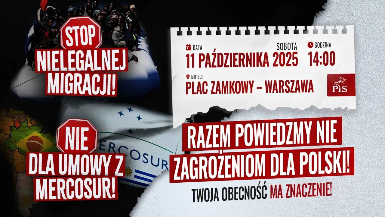 Dziś protest przeciwko nielegalnej migracji i Mercosurowi. "Oby było nas jak najwięcej. Tusk liczy się z masą"