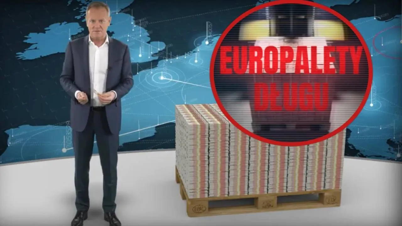 Zamiast konkretów - "europalety długu". Tak podsumowano działalność rządu Tuska. ZOBACZ WIDEO