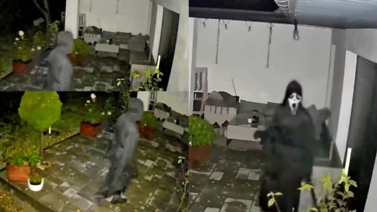 Przebrał się za postać z horroru i... zaglądał w okna domu! [WIDEO]