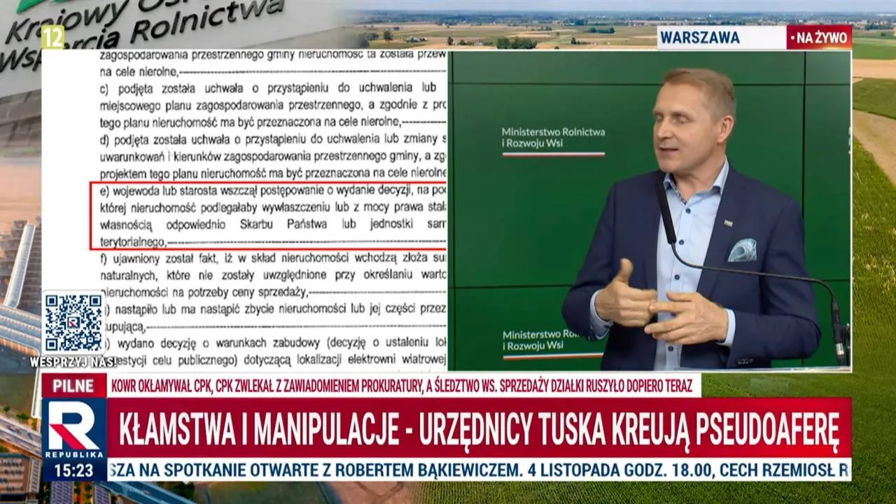 Afera wokół działki pod CPK. Szef KOWR deklaruje: Jesteśmy gotowi do odkupu