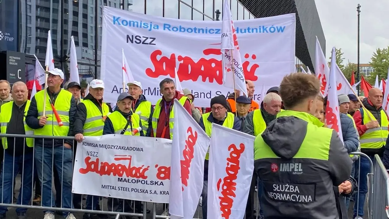Protest hutników w Katowicach