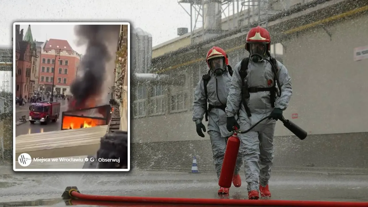 Ściana ognia w restauracji! Na wrocławskim rynku spłonęła część lokalu gastronomicznego [WIDEO]