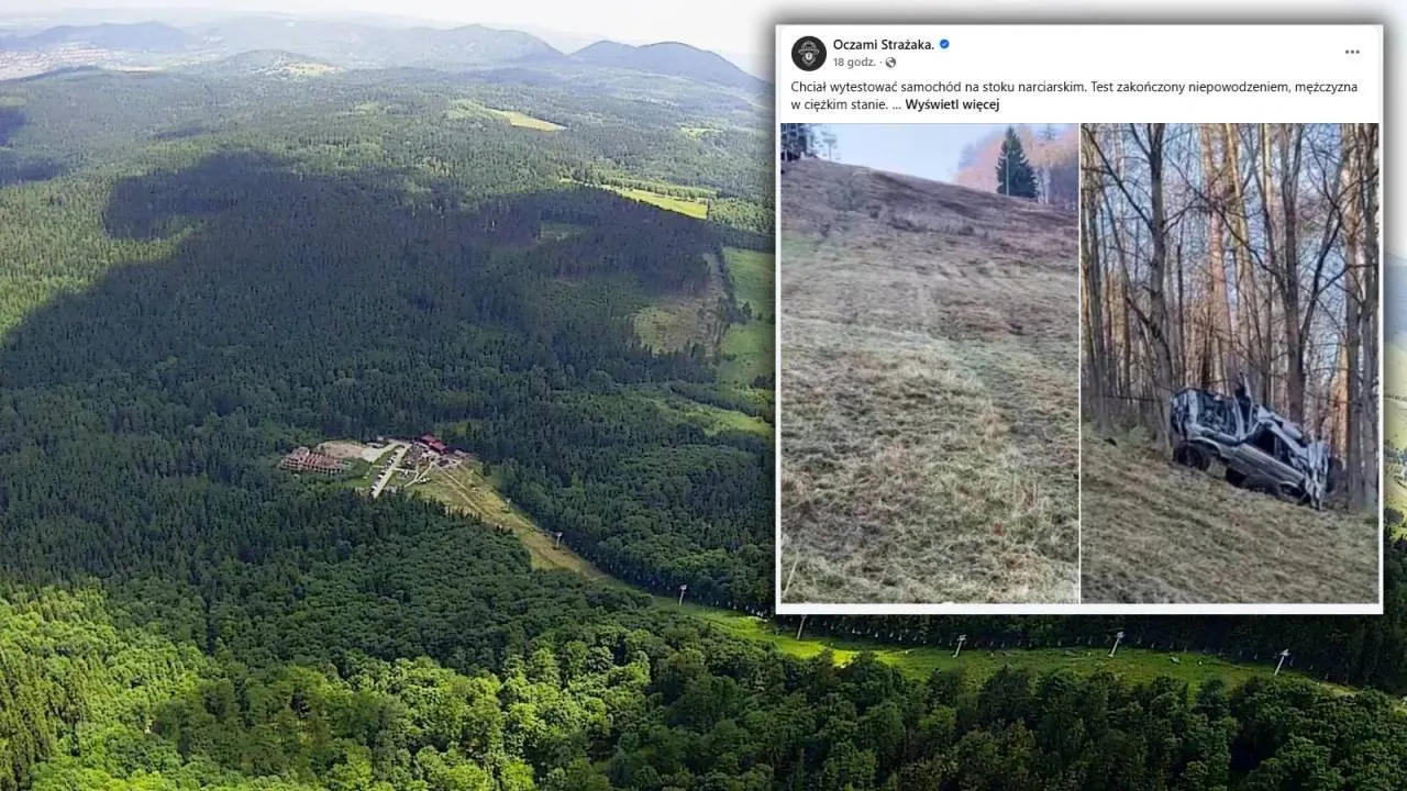 Samochodem zjechał ze stoku narciarskiego! 40-latek jest w ciężkim stanie