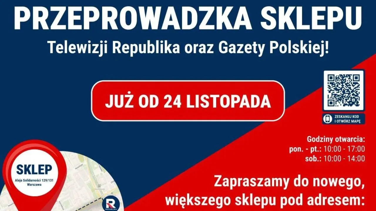 Otwarcie nowego sklepu TV Republika i Gazety Polskiej - już 24 listopada!