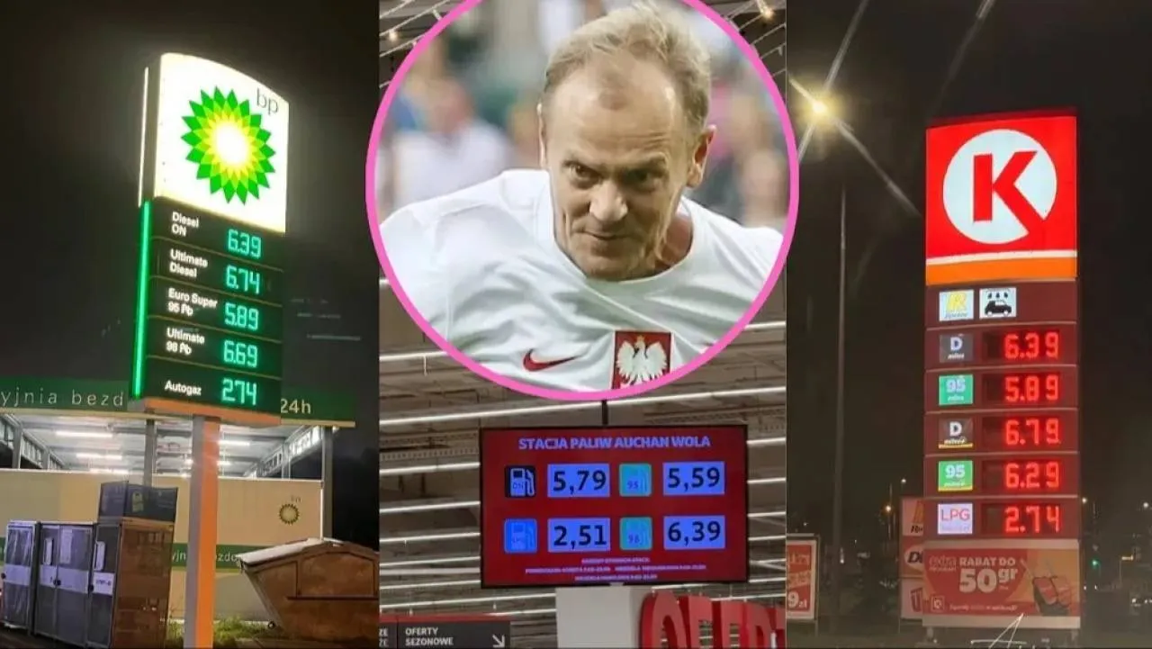 Tusk chwali się paliwem po 5.18, powołując się — UWAGA... na fejkowe zdjęcie z „Soku z Buraka"