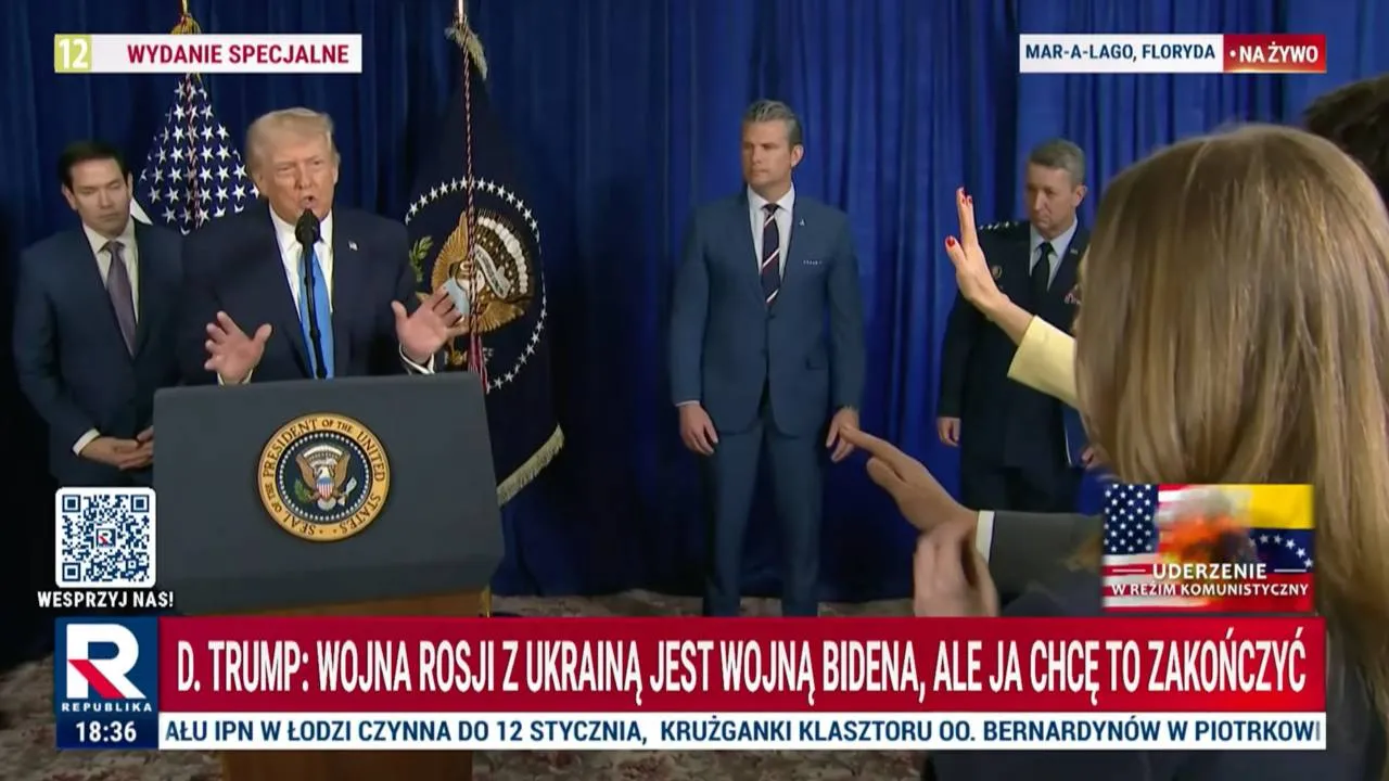 Nagle padło pytanie o wojnę na Ukrainie. Trump dwukrotnie powtórzył te słowa o Putinie