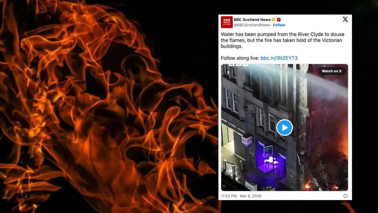 Pożar w ścisłym centrum. Zawalił się budynek [WIDEO]