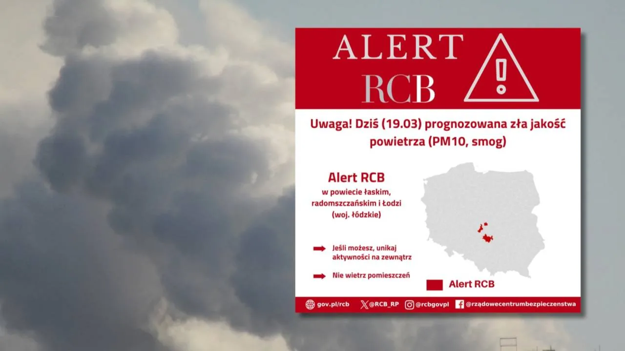 Zła jakość powietrza w łódzkiem. RCB ostrzega