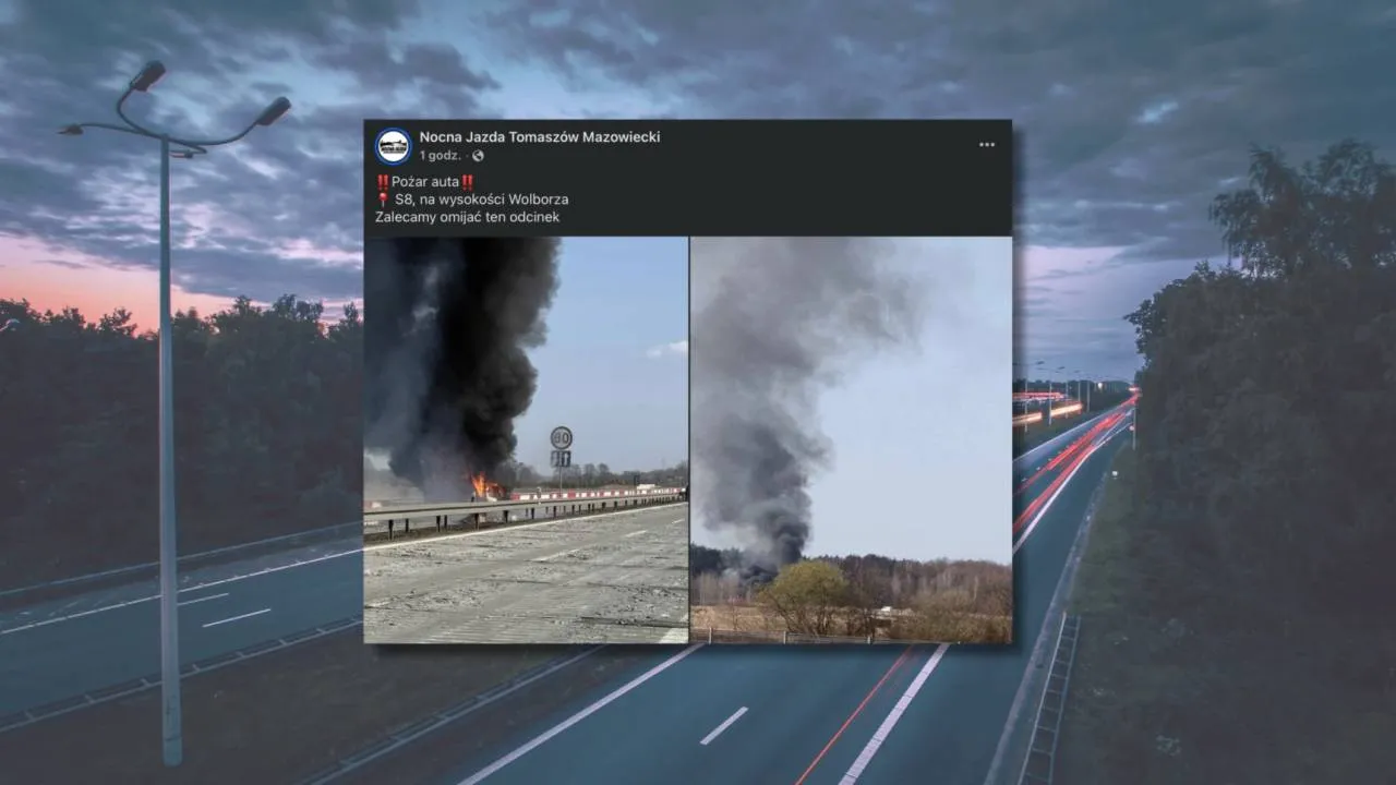 Auto zapaliło się na ekspresówce [ZDJĘCIA]